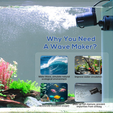 hygger Aquarium Wave Maker 4W 750GPH Submersible Water Circulation Pump with Magnetic Base, Quiet Rotating Powerhead for 5-15 Gallon Freshwater & Saltwater Tanks