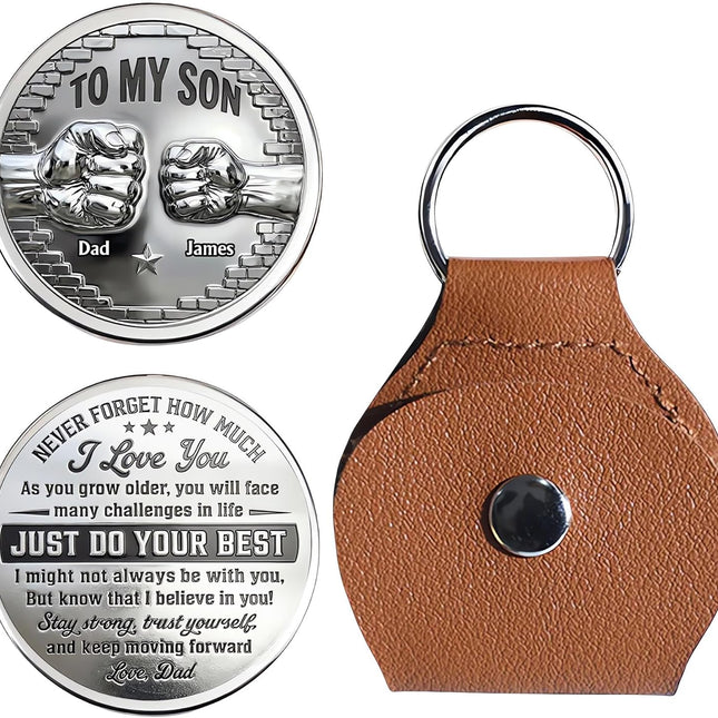 To My Son Coin Pocket Hug, Custom A Hug From Dad Coin