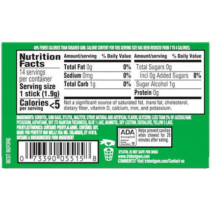 Trident Spearmint Sugar-Free Chewing Gum, 12 Packs of 14 Pieces (168 Total Pieces)