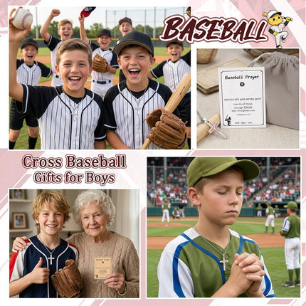 Sereney Baseball Necklaces for Boys as Baseball Cross Necklace,Stainless Steel Christian Philippians 413 Accessories Pendant as Religious Baseball Gifts for Boys, Communion Confirmation Baptism