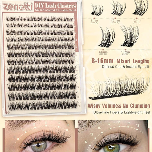Spider Wispy DIY Eyelash Clusters, D Curl, 8-16mm