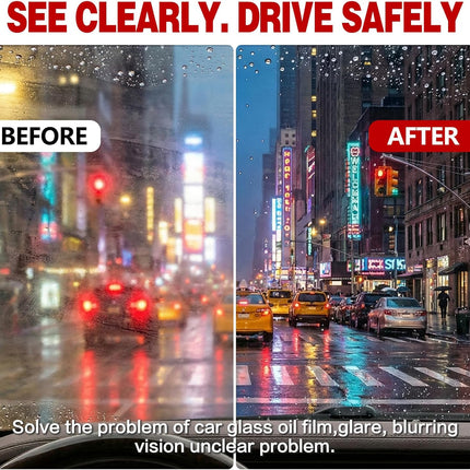 Oil Film Cleaning Brush for Car Windows, 2026 Upgraded Clear Vision Windshield Cleaner with Anti-Rain Coating, Improving Clarity & Safer Driving, Kit with Supplements & Towel, 2 pcs(Red)