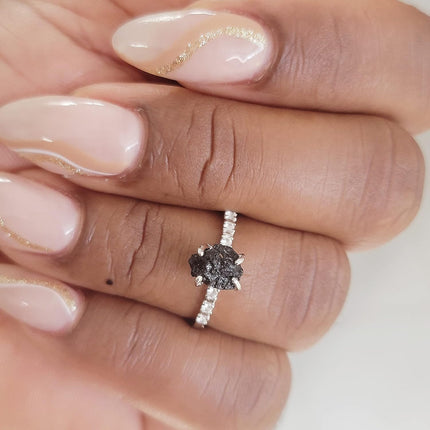 Real Raw Crystal Dainty Ring white Gold Birthstone gift for sister daughter niece Christmas birthday Uniquelan Jewelry