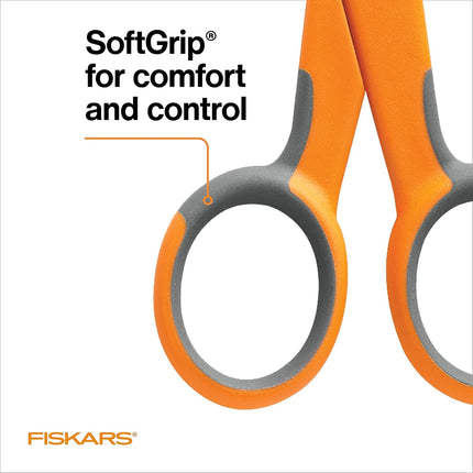 Fiskars SoftGrip Micro-Tip Scissors - Fabric Scissors for Sewing, Arts, and Crafts - 5" Stainless Steel
