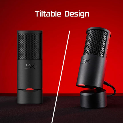 HyperX SoloCast 2 – Gaming USB Condenser Mic for PC, USB-C to USB-A, Built-in Pop Filter, Internal Shock Mount, Plug and Play, 24-bit / 96kHz, Compact Tiltable Stand – Black (Renewed)