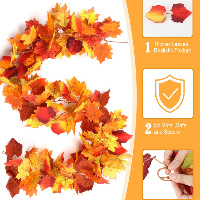 Paquete de 5 guirnaldas de hojas de otoño, decoraciones para el hogar