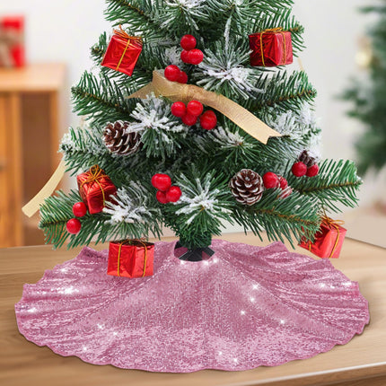 Black Christmas Tree Skirt, 36 Inch Sequin Tree Skirt