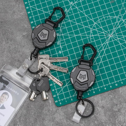 MNGARISTA Retractable Keychain, Heavy Duty Carabiner Badge Holder, Tactical ID Badge Reel with 31.5” Steel Retractable Cord, 8.0 oz