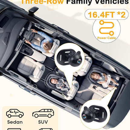 Thybro 1080P Dual Baby Car Camera: 6.8" Night Vision Monitor 2-Kids from Head to Toe at Once - USB Plug & Play Tool-Free Easy Setup for Two-Child Families on Daily Driving