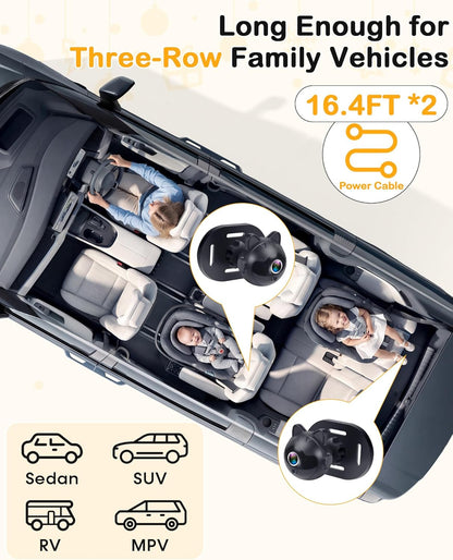 1080P Dual Baby Car Camera: 6.8" Night Vision Monitor 2-Kids from Head to Toe at Once - USB Plug & Play - photo 3