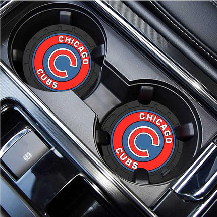 Car Cup Holder Coaster for Chicago Cubs Baseball Fans Auto Recessed Silicone Cupholder Coaster Interior Accessories 2.75IN 2Pack
