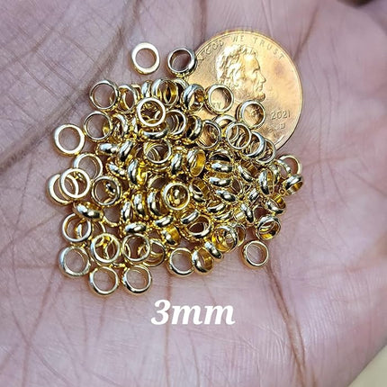 Bead It Wear It Love It 10 Stainless Steel Hair Beads for Loc Braids Twist and Natural Hair, Loc Beads, Dreadlock Hair Accessories, Loc Jewelry (3mm, Gold)