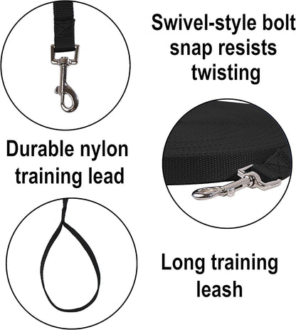 Black 20 ft Dog and Puppy Recall Training Leash - photo 3