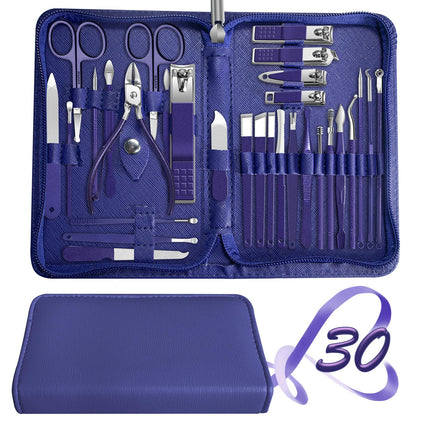 Manicure Set 30 in 1 Nail Clipper set, nail clippers, fingernail & toenail clippers, Manicure Tools, pedicure tools, Suitable for Travel Manicure Kit, Nail Set Kit With Everything
