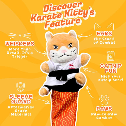 KARATE KITTY Cat Puppet Toy with Arm Sleeve – Boxing & Arm Wrestling Glove for Cats with Realistic Movements, Catnip Pocket & Crinkle Ears