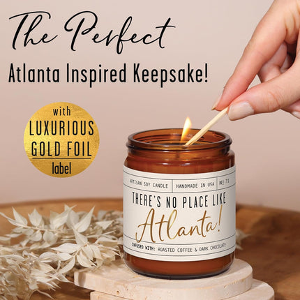 Atlanta Gifts, Atlanta Decor for Home - 'There's No Place Like Atlanta Candle, w/Fresh Mandarin & Plush Gardinia I Atlanta Souvenirs I 9oz Jar, 50Hr Burn, Made in USA