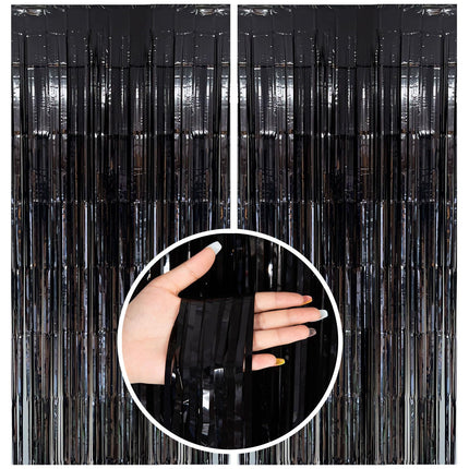 Tinsel Foil Fringe Curtains Wavy Backdrop for Parties Sparkle Metallic Wavy Foil Fringe Backdrop Curtain for Party Decorations Photo Booth Props for Birthday Graduation Wedding