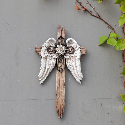 Home Decor Rustic Angel Wings Crosses Wall Décor 12" H Wall Cross