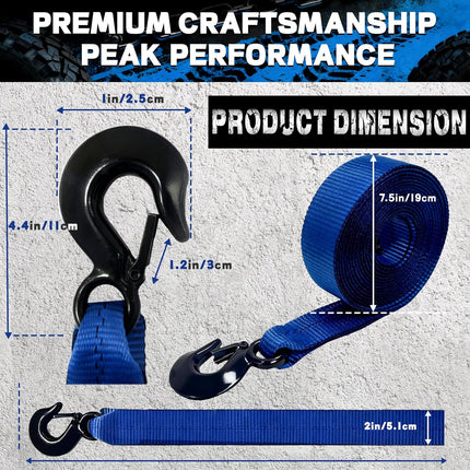 Boat Winch Strap with Hook (2" x 20ft) - 18,000lb Break Strength, Heavy Duty Replacement Trailer Winch Strap with Safety Hook - Fits Pontoon, Fishing Boat, Powerboat & Jet Ski Trailers.