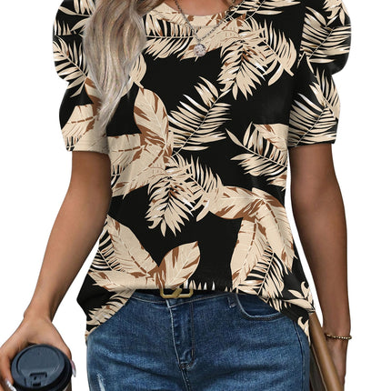 Summer Tops for Women Puff Sleeve Crewneck T Shirts Casual Blouses Spring Outfits Fashion Clothes