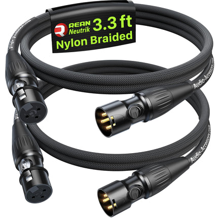 XLR Cables 10ft, Neutrik REAN Connectors, Dual Shielded