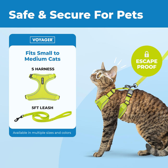 Escape-Proof Step-in Lock Cat Harness & 5ft Neoprene-Handle Leash Set All-Weather Mesh with Reflective - photo 2