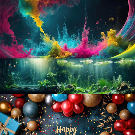 Fantasy Garden Aquarium Background Sunset Waterfall and Flowers Terrarium Backdrop Tropical Forest Lush Plant Magic Butterfly Lights Flowers Fish Tank Background Poster Decorations 30x12in