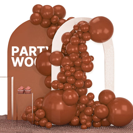 Dark Brown Balloons 100pcs Boho Coffee Neutral Different Sizes