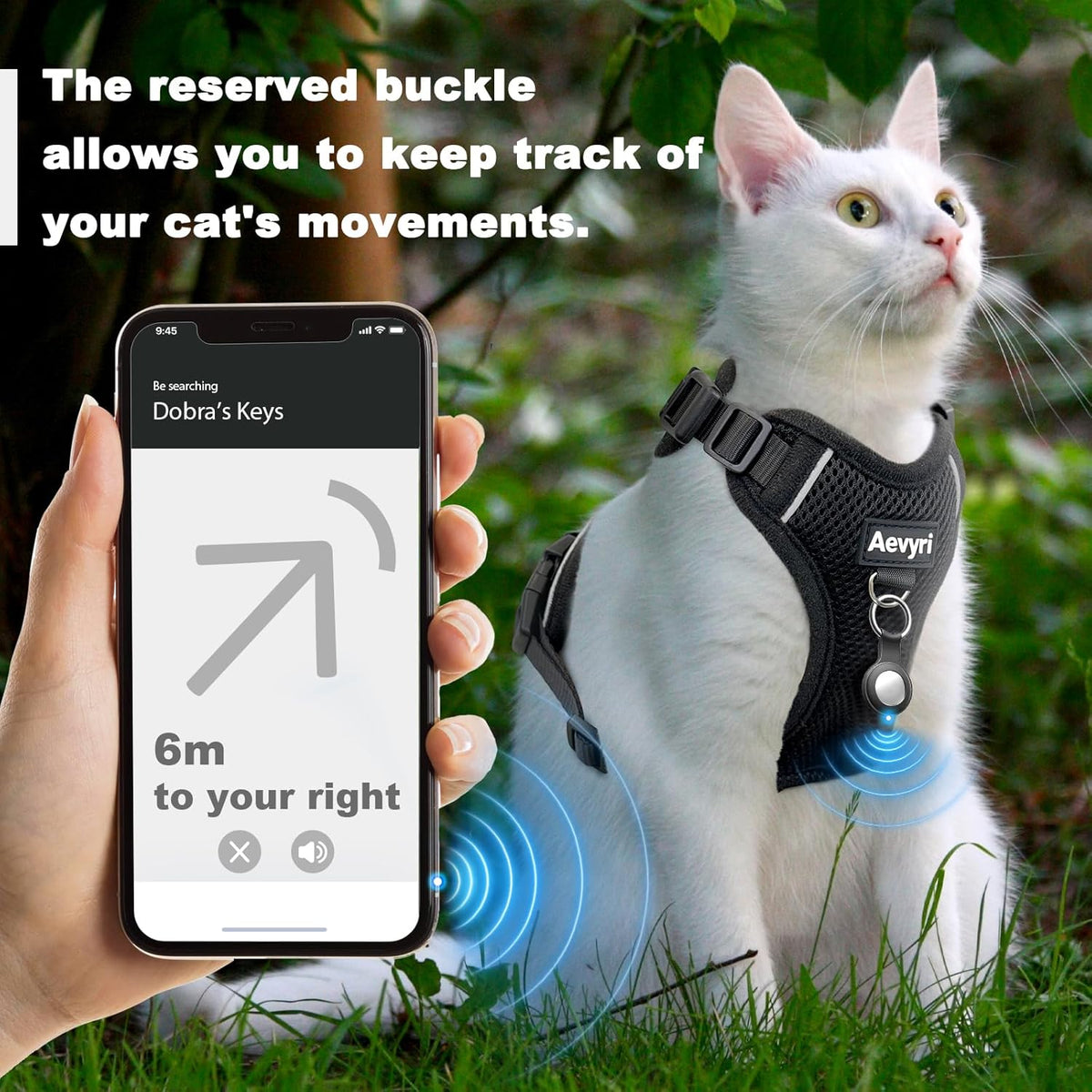Black Adjustable Cat Harness and Leash, Medium - photo 4