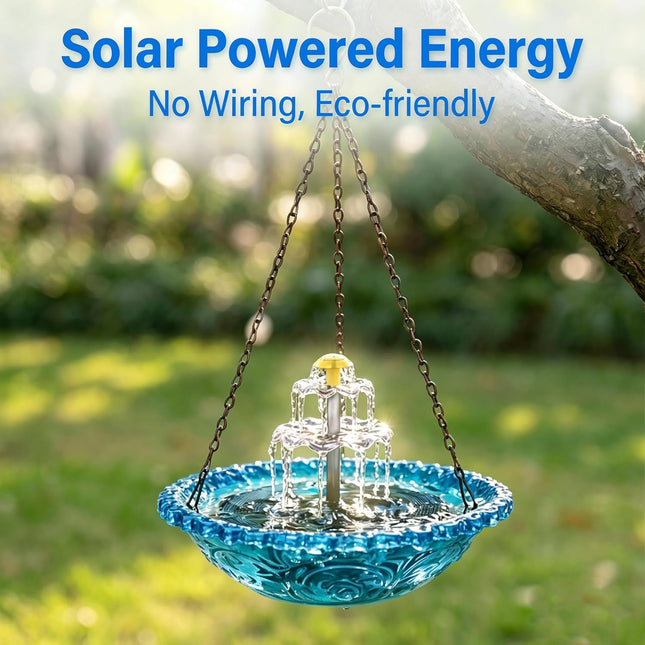 Solar Cascade Hanging Bird Bath, 3-Layer Powered Birdbath Water Fountain