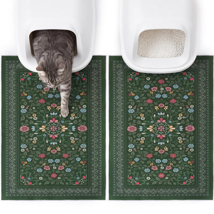 Cat Litter Mat, 2 Pack 33" x 22" Machine Washable for Litter Boxes