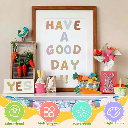 Bulletin Board Letters 132 Pcs 12 Sheets Large Letter Stickers Vinyl Self-Adhesive Alphabet Stickers Uppercase A-Z Letters for Poster Board Mailbox Party Classroom Decor DIY Crafts (2.5 Inch, Boho)