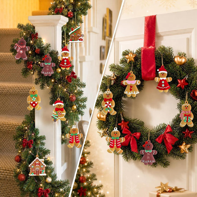 16pcs Adornos de hombre de jengibre para decoraciones de árbol de Navidad