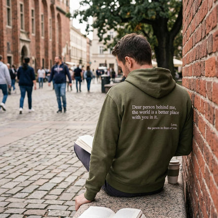 Custom Dear Person Behind Me - You Are Enough Hoodie Embroidered Hoodie – Mental Health Gift for Friends, Men & Women