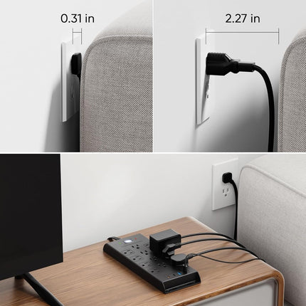 Surge Protector Power Strip 4800J, LeZone 10Ft Long Extension Cord Flat Plug, 12 Outlets 2 USB C 2 USB Ports, Wall Mountable, 20W Desk Charging Station, Black