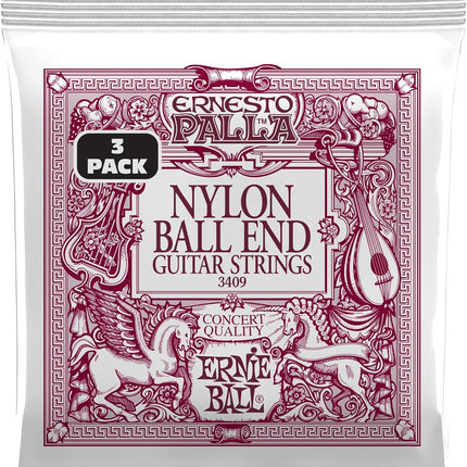 Ernie Ball Ernesto Palla Black & Gold Ball-End Classical Guitar Strings 3-Pack, 28-42 Gauge (P03409)