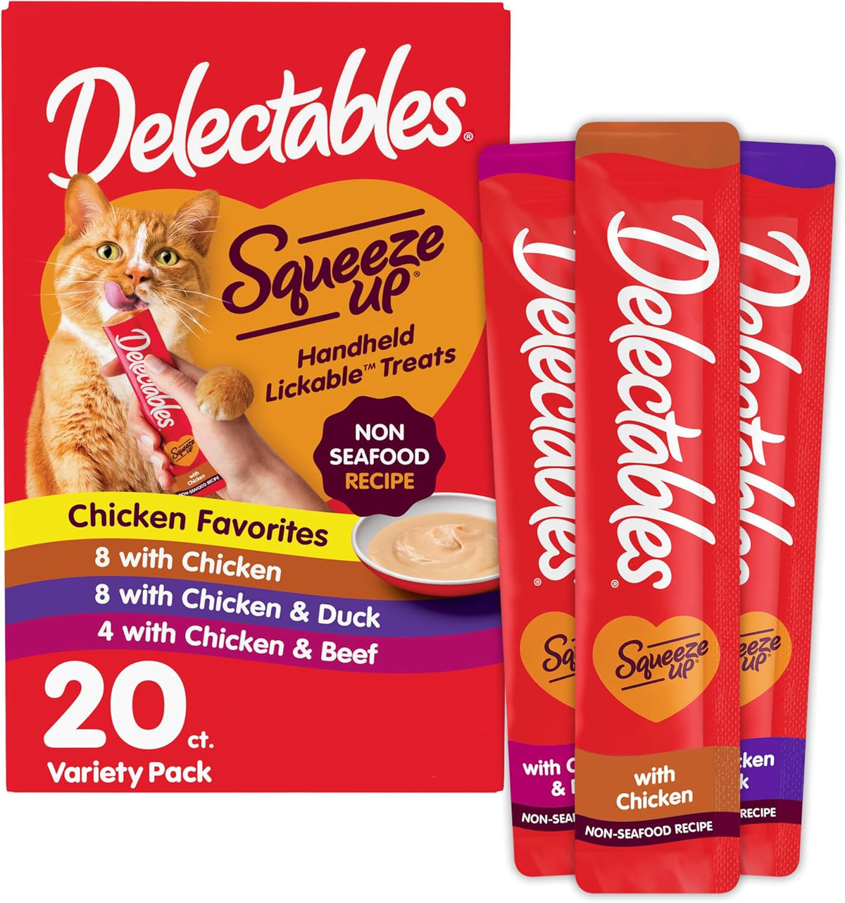 Non-Seafood Variety Pack Lickable Cat Treat, 20 Count (Pack of 1)