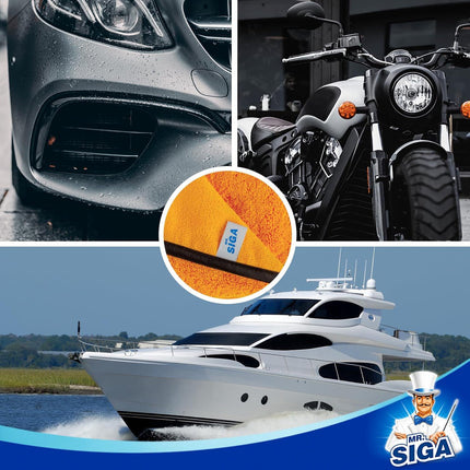 MR.SIGA Professional Premium Microfiber Towels for Cars, Dual-Sided Car Washing and Detailing Towels, Gold, 15.7 x 23.6 inch, 6 Pack