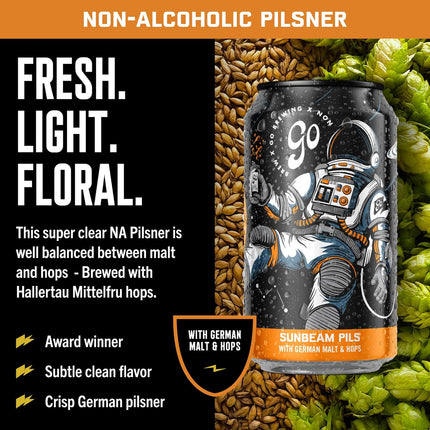 Go Brewing - 12 Mixed Pack - Non-Alcoholic Brew - Small Batch Brew - Classic Ingredients - Non Alcoholic Assorted Variety Pack - Low-Calorie, NA Brew - Ideal for Any Occasion (12 oz, 12 Pack)