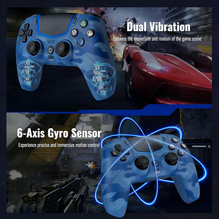 Wireless Controller for PS5, Compatible With PS5/Pro/Slim/PC, Bluetooth Gaming Controller with Hall Joysticks/LED Channel Light/Turbo/6-Axis Gyro/Dual Motor/Touchpad/3.5mm Audio Jack/Speaker, Compatible With Original Charging Dock-Blue