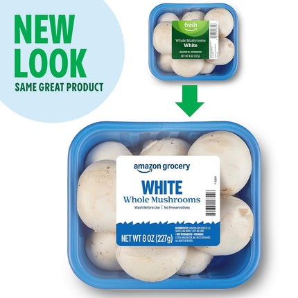 Amazon Grocery, Whole White Mushrooms, 8 Oz