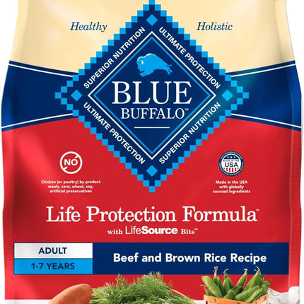 Blue Buffalo Life Protection Formula Adult Dry Dog Food, Helps Build and Maintain Strong Muscles, Made with Natural Ingredients, Beef & Brown Rice Recipe, 5-lb. Bag