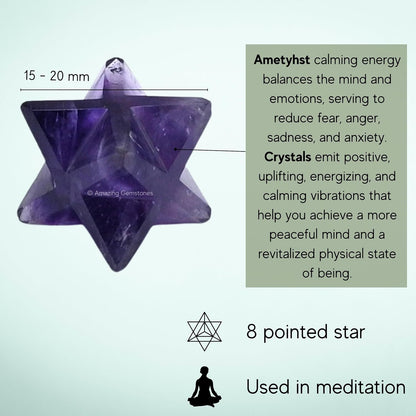 Amethyst Merkaba Crystal - 0.75 Inches Metaphysical Merkaba Star for Meditation - Energetic Tetrahedron - photo 4