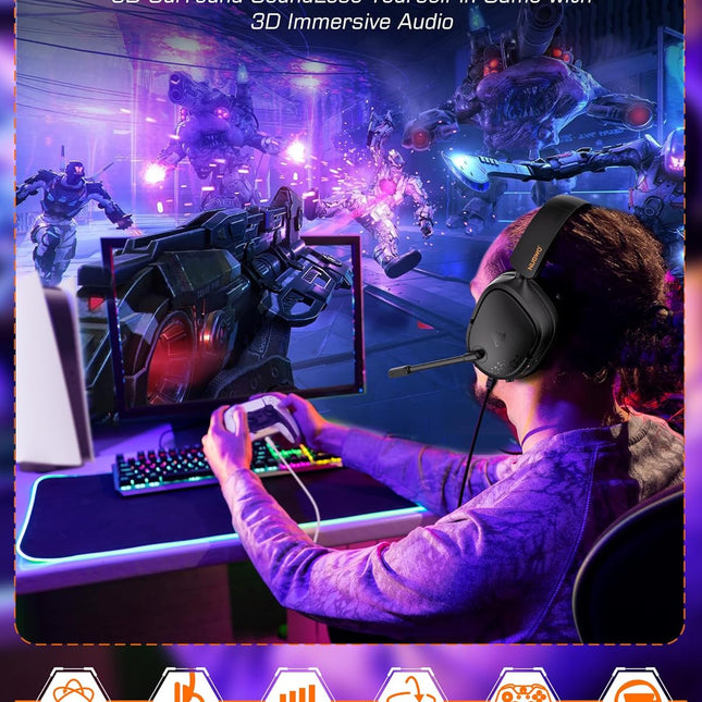 Gaming Headset for PS5/PS4, Xbox Series X|S/Xbox One, Switch – 250g Lightweight, Clear Unidirectional - photo 2