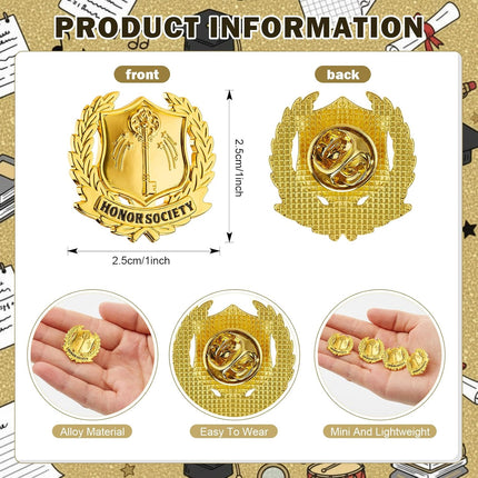 Sureio 50 Set Honor Society Lapel Pins Bulk 2026 Graduation Souvenir Gifts Gold School Award Badges 1 Inch with Card, Organza Bag for Student Teacher Congrat Grad Party