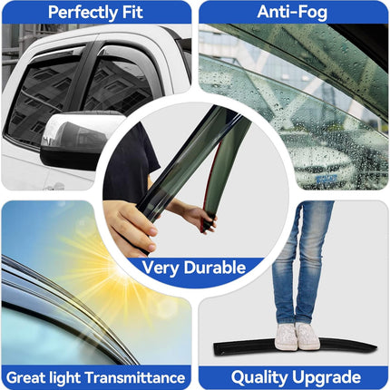 YQAUTEC Window Visors Rain Guards Shield for Jeep Grand Cherokee 2011-2021, Wind Deflectors Vent Shades 4PCS Tape-On