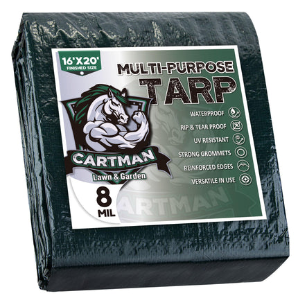 8x10Ft Multipurpose Waterproof Poly Tarp Cover 8 Mil, Green