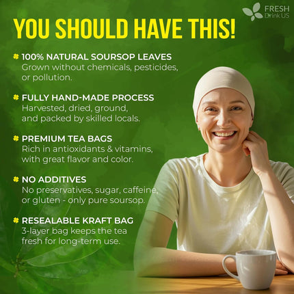 40 Premium Soursop Graviola Leaf Tea Bags, 100% Natural and Pure from Soursop Leaves, Handmade, Made With Natural Materials-Corn Fiber Tea Bag, Sugar/Caffeine/Gluten Free, Hoja Guanabana Tea
