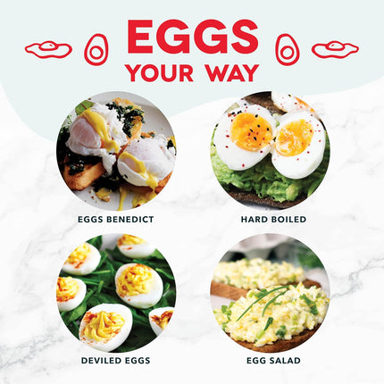 Dash Rapid Egg Cooker - Boiler, Poacher & Steamer - Includes Measuring & Recipe Guide - Dishwasher Safe - Holds 7 Eggs, White