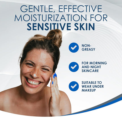 Daily Facial Moisturizer With Ceramides and Hyaluronic Acid - Formulated Without Common Irritants for Those with Sensitive Skin, 3 fl oz (Pack of 1)